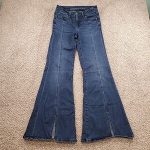 American Eagle Festival Flare Jeans Womens 2 Dark Wash Next Level‎ Stretch Boho